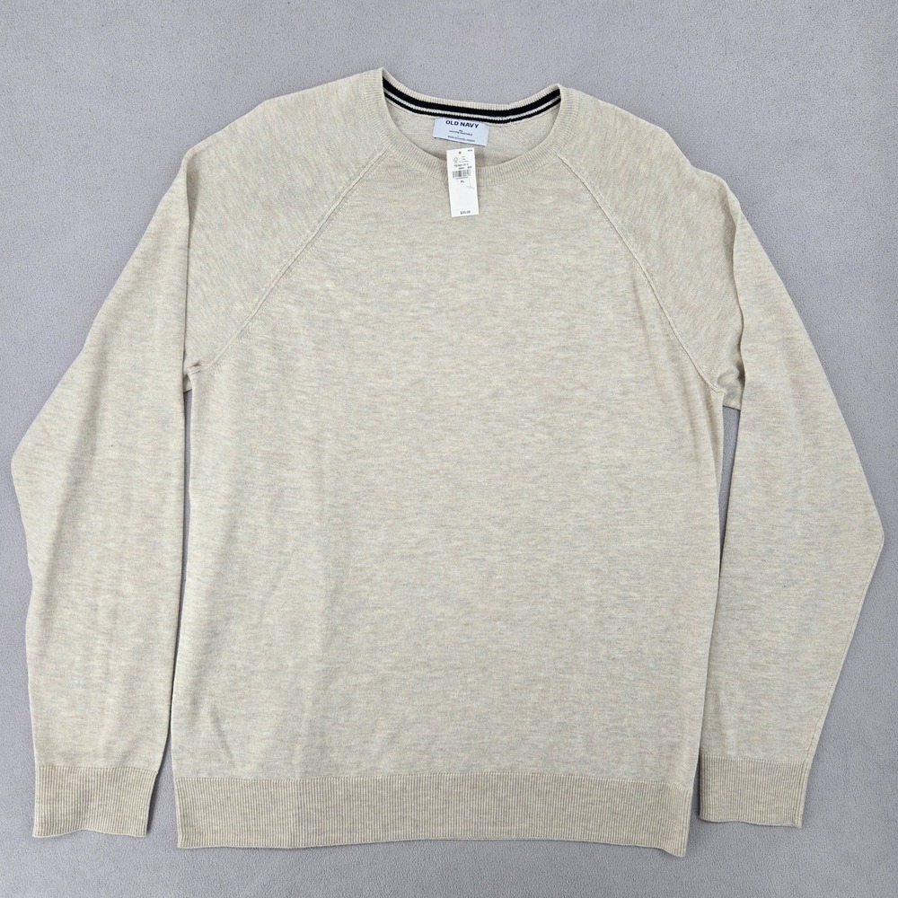 Old Navy Mens NWT XL Crew Neck Raglan Lightweight Sweater Oatmeal Heather